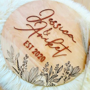 3d Wedding Couples Sign //Raised Wood Round Name // Terracotta Rust // Boho Minimalist // Custom Personalized // Engagement Bridal Shower