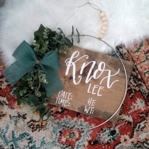 Baby Boy Hospital Door Hanger // Baby Infant Homecoming Wood Sign // Birth Stats // Newborn Photo Prop // Baby Announcement