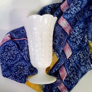 Vintage Retro E.O.  Brody Milk Glass Vase with Oak Leaf Pattern l Gift Idea Under 25 Dollars l Utensil Holder l Wedding Decor l Shower Decor