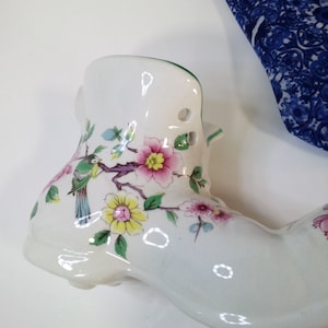 Old Foley Chinese Rose Porcelain Shoe Vase - Staffordshire England
