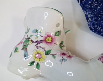 Old Foley Chinese Rose Porcelain Shoe Vase - Staffordshire England