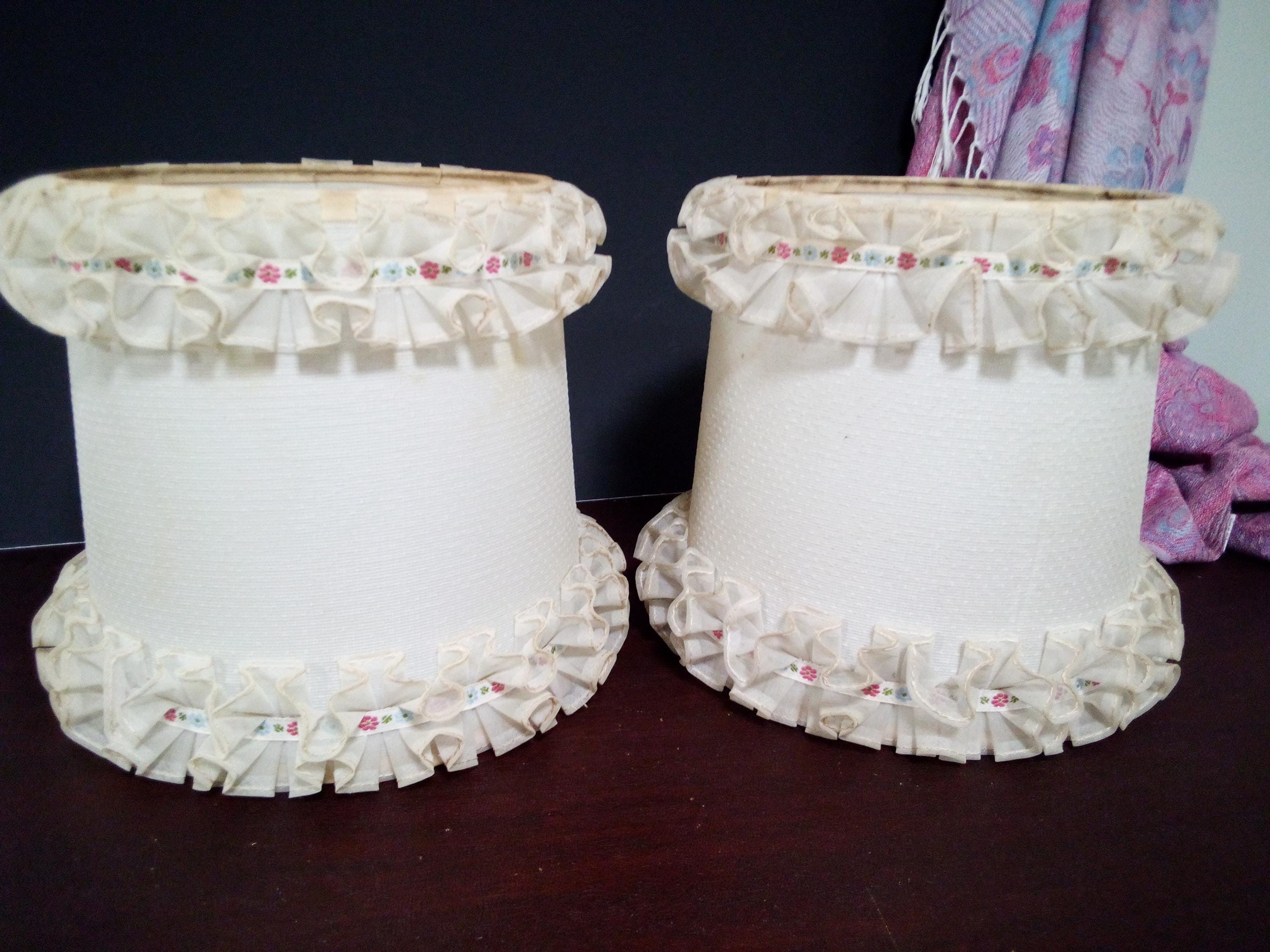 Vintage Drum Style Lamp Shades with Ruffled Edges