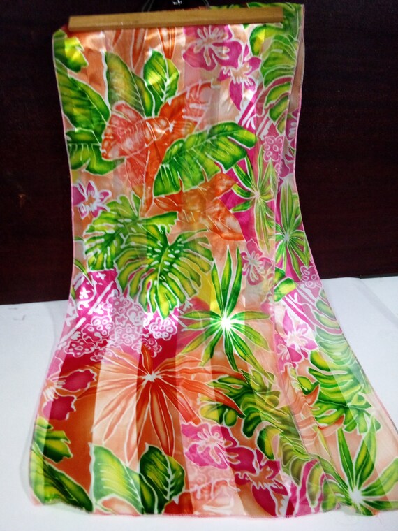 Vintage Retro Silky Polyester Tropical Vibe Scarf… - image 4