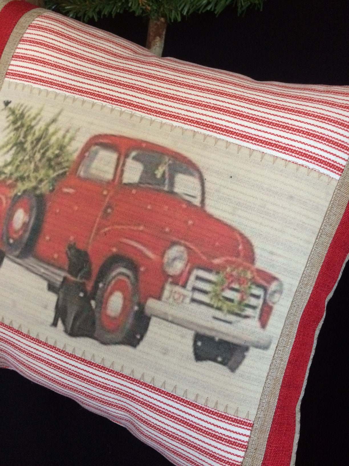Red Truck Christmas Throw PillowChristmas DecoratingOld Etsy