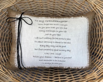 Granddaughter Pillow ~To My/Our Granddaughter Saying~Gift for Granddaughters~Birthday Granddaughter~Granddaughter Pillow Gift~ Quote pillows