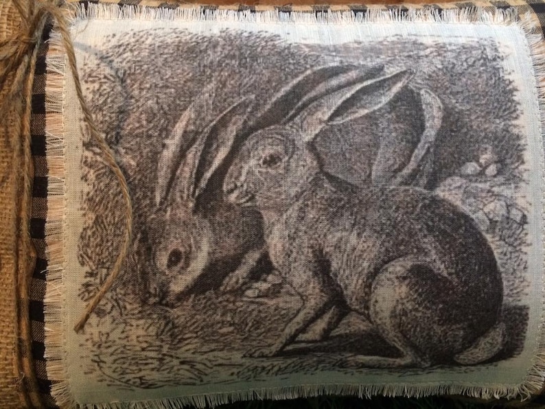 Almohada de Pascua en blanco y negro ~ Almohada de Pascua con forma de conejito ~ Decoración de primavera en blanco y negro ~ Estilo rústico ~ Almohada de primavera ~ Lino natural imagen 4