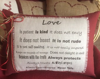 Almohada de amor 1 Corintios 13 ~ Almohada de amor Regalo para novia ~ Regalo para novio ~ Regalo para esposo ~ Regalo para esposa ~ Aniversario ~ Solo porque te amo