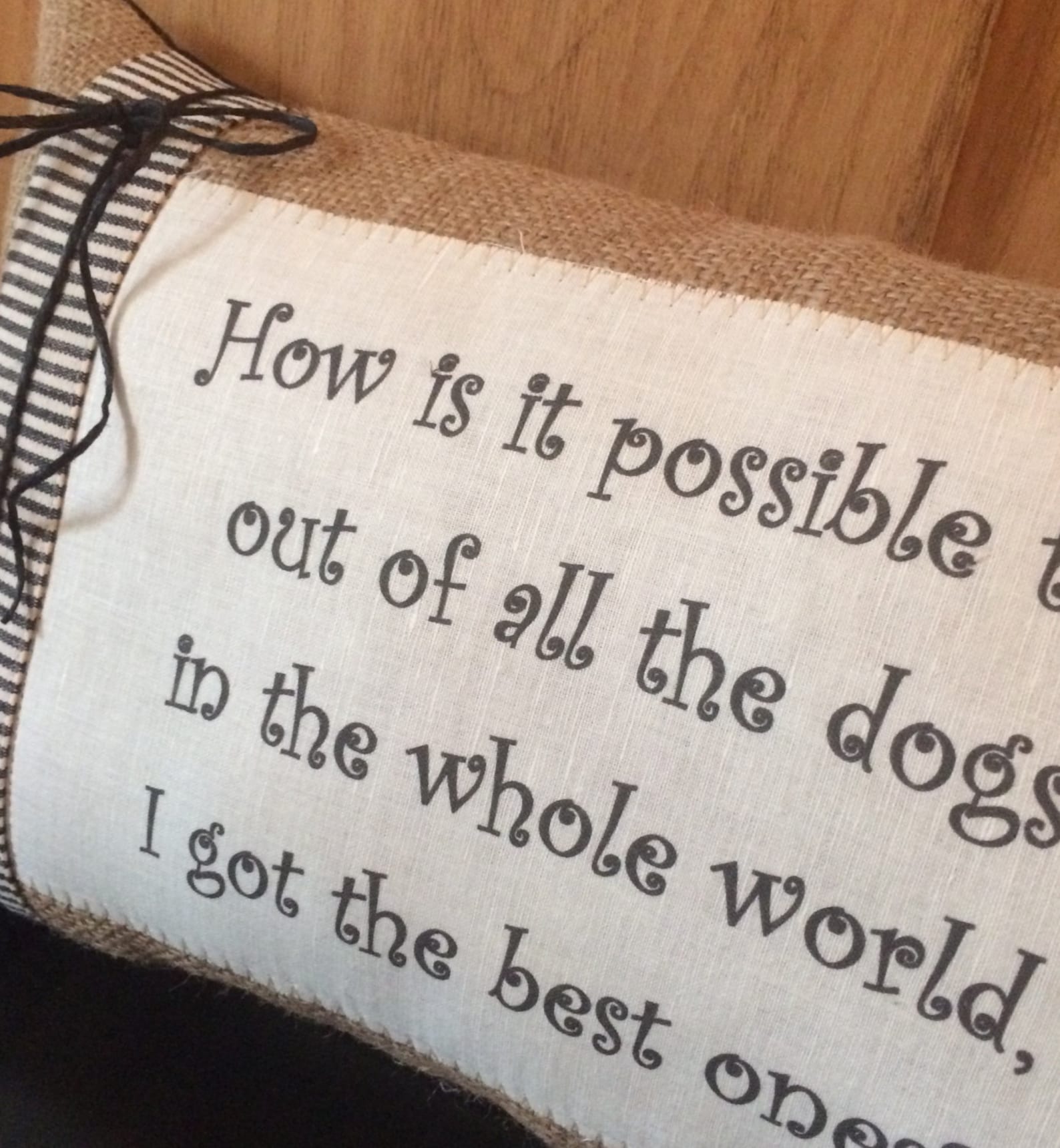 Dog Quote Pillow 'how is It Possible....' Burlap Dog Etsy