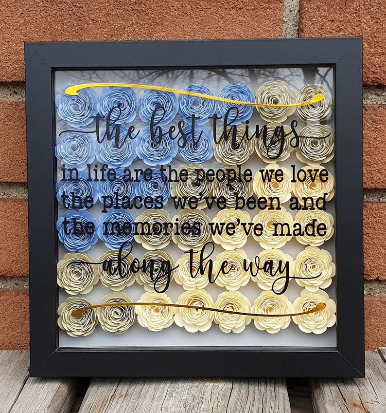 Floral Shadow Box With Inspirational Quote, Paper Flower Rose Frame - Etsy