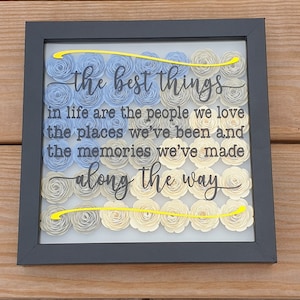 Floral Shadow Box, Paper Flower Rose Shadow box. Paper rose frame gift. Inspirational quote. Home decor. Paper flower shadowbox