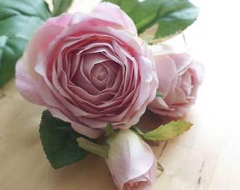 3 - 12 Stems Light Pink and Light Green Rose (FB0069-03S) | silk flower – headpiece – pink flower crown – bedroom decor – pink millinery