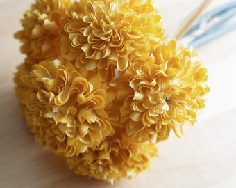 Mini Gold Yellow Mums Bouquet (FB0064-05) | artificial flower – flower headpiece – décor – bouquet – wreath – weddig decoration – home – diy