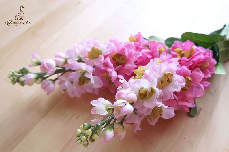 FB0014-06S 3-12 Stems Gradient Pink Delphinium artificial flower \u2013 corsage \u2013 flower crown \u2013 bouquet \u2013 hat \u2013 home living \u2013 centerpieces