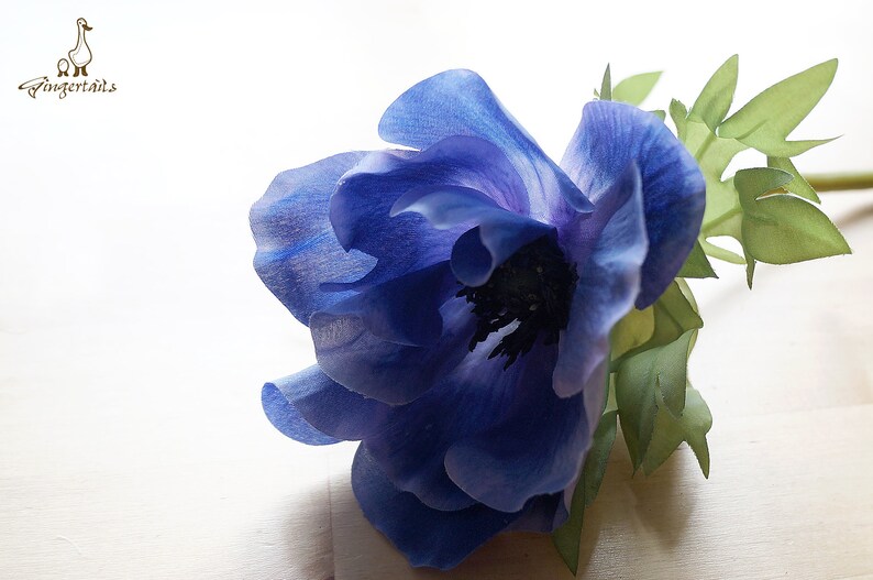 FB0084-02 Blue Anemone silk flower \u2013 headpiece \u2013 blue wedding d\u00e9cor \u2013 bouquet \u2013 blue home decor \u2013 blue flower wreath \u2013 blue centrepiece