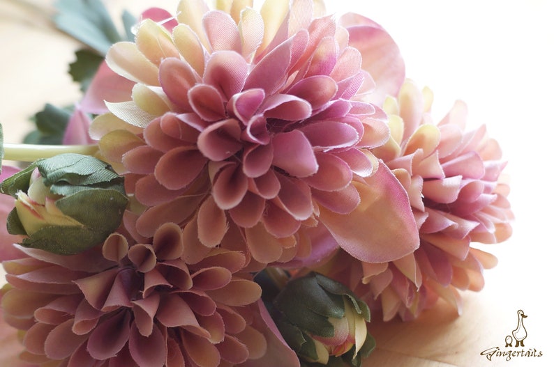 Mini Coral and Yellow Dahlias Bouquet FB009601 Artificial Etsy