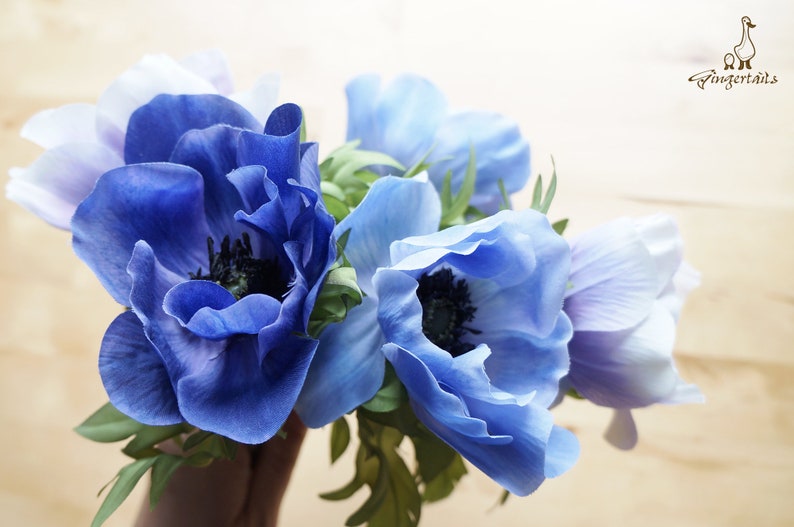 FB0084-02 Blue Anemone silk flower \u2013 headpiece \u2013 blue wedding d\u00e9cor \u2013 bouquet \u2013 blue home decor \u2013 blue flower wreath \u2013 blue centrepiece