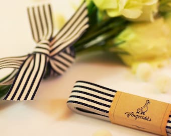 Black and Ivory Ribbon 1” (RB0003-01-100) | 3 yards – grosgrain ribbon – striped ribbon – wedding favor – gift idea