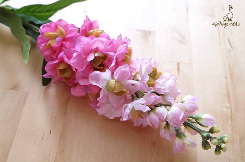 FB0014-06S 3-12 Stems Gradient Pink Delphinium artificial flower \u2013 corsage \u2013 flower crown \u2013 bouquet \u2013 hat \u2013 home living \u2013 centerpieces