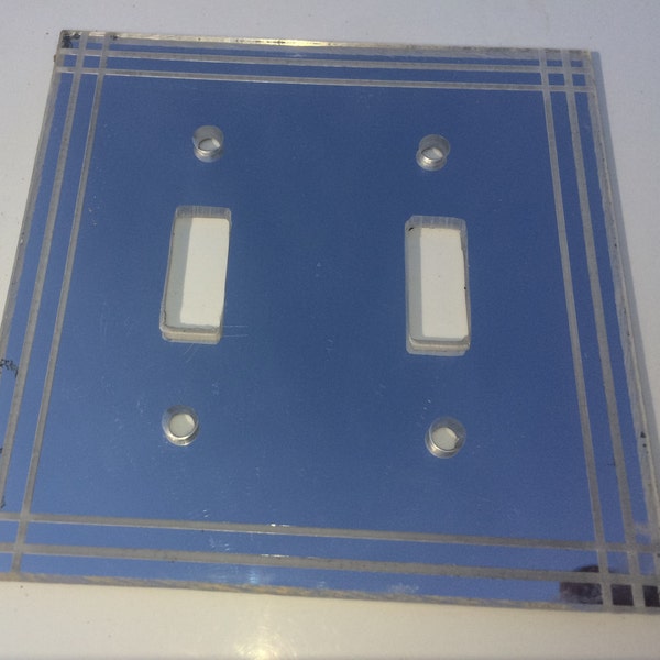 Art Deco Mirror Dual Light switch Cover, Plastic, Unique!