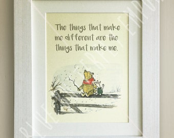 Bear Winnie the Pooh FRAMED QUOTE PRINT Baby Nursery Christening Picture Gift