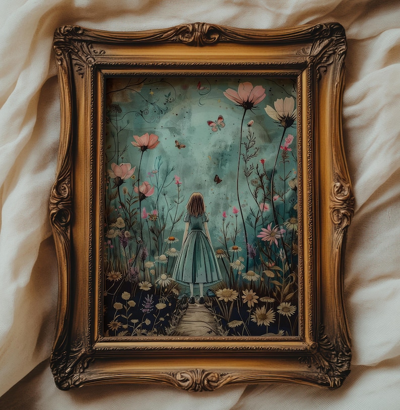 Dark Aesthetic Alice in Wonderland wall art print, A4, *UNFRAMED* Wall art image 1