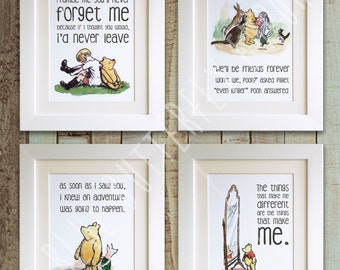 Mono A4 Black and White Monotone CLASSIC WINNIE THE POOH QUOTE PRINT Christening Baby Shower Nursery Picture Gift UNFRAMED New Baby/Birth 