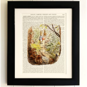 IMPRESSION d’ART sur l’ancienne page de livre ancien - Beatrix Potter, Peter Rabbit, Vintage Upcycled Wall Art Print, Encyclopédie dictionnaire Page