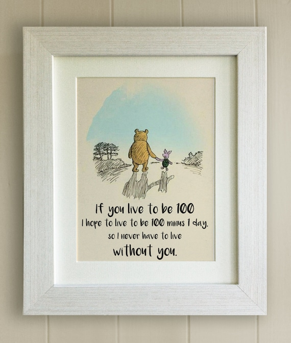 Personalised Winnie the Pooh Baby Quote Nursery Print Christening UNFRAMED 