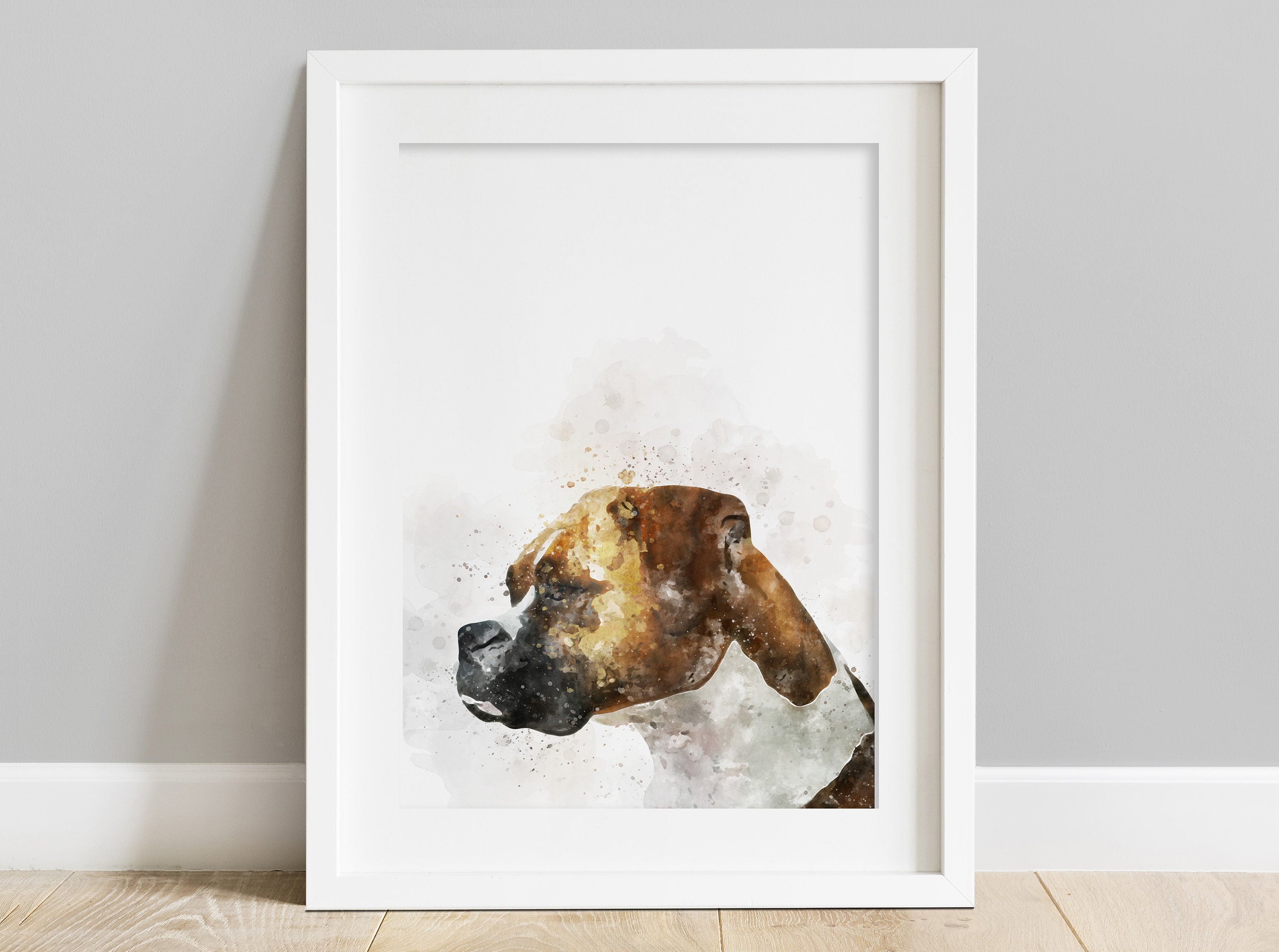 Boxer Dog Wall Art Watercolour Print Illustration A4 Etsy UK