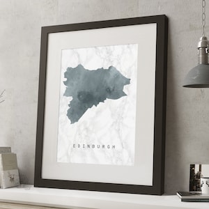 Aquarelle EDINBURGH Marble Map Print, 'UNFRAMED', A4 Modern Wall Art