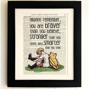 ART PRINT on old antique book page - Winnie the Pooh Quote, Vintage Upcycled, Wall Art Print, Encyclopaedia Dictionary Page