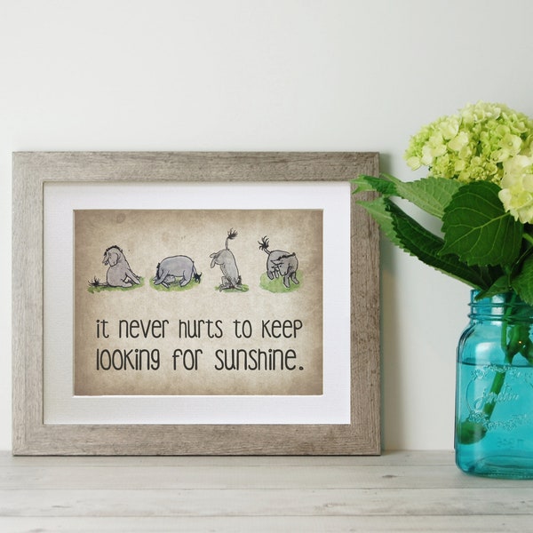 Winnie the Pooh QUOTE PRINT, Birth, Christening, Nursery Picture Gift, Pooh Bear, *UNFRAMED* Eeyore, Beautiful Gift