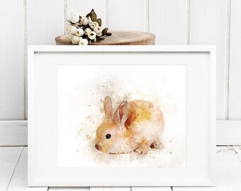 Bunny Rabbit Wall Art, Watercolour Print, Illustration, A4, *UNFRAMED* Modern Art