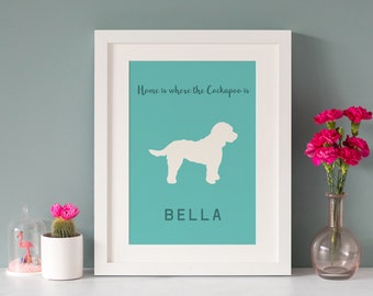 Personalised Cockapoo Dog Print, 20 Colours options, 10"x8", Birthday, New Home, Christmas, Fab, Picture Gift
