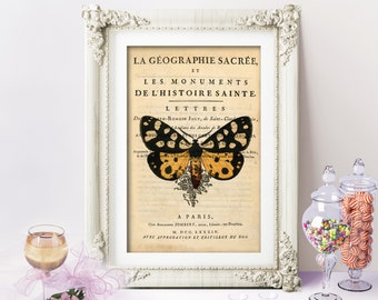 Vintage Style Butterfly Print, Book Page, A4, Fabulous vintage wall art