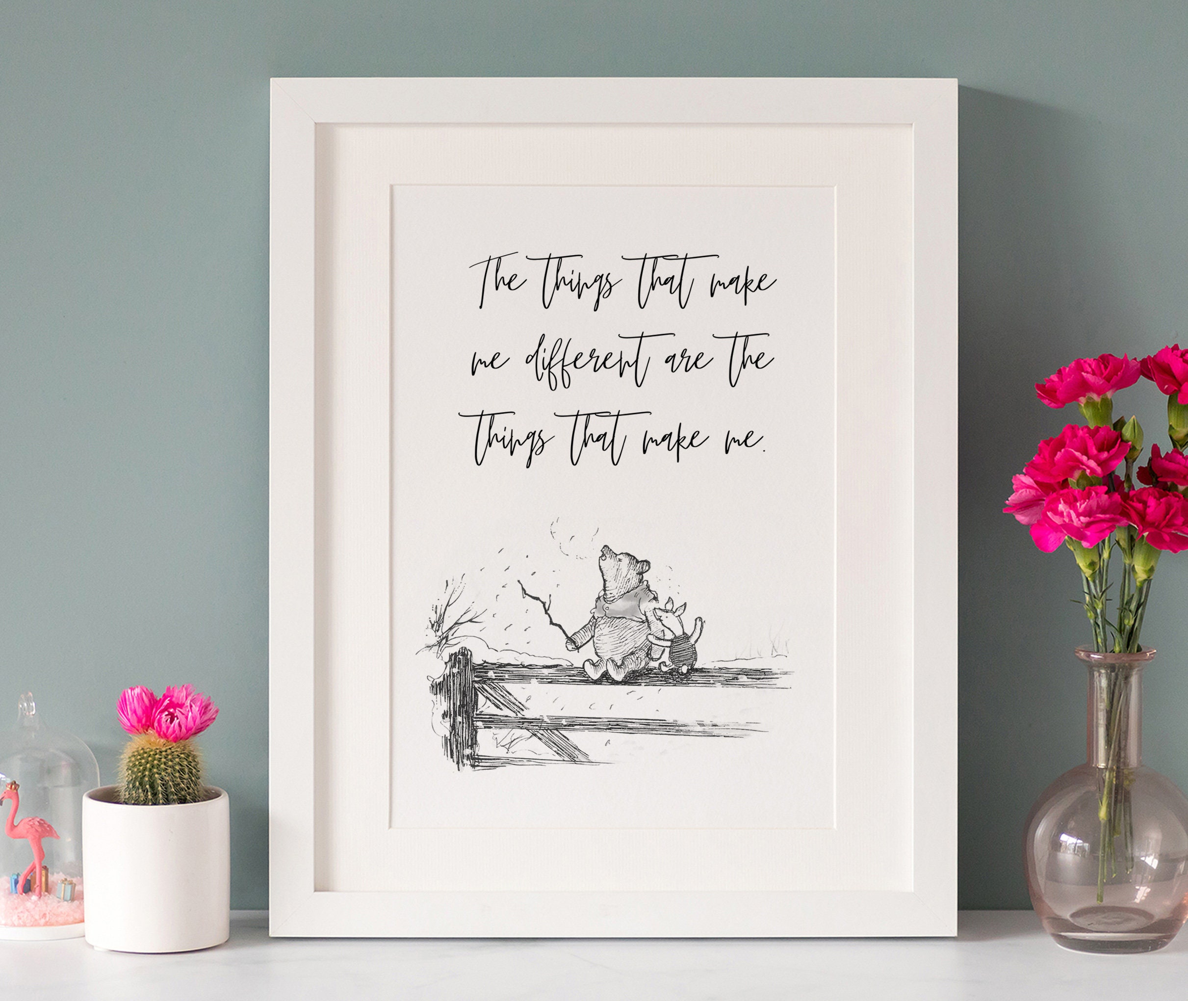 Picture A4 Black /& White Monotone Gift Unframed Winnie the Pooh Quote Print
