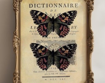 Vintage Style Butterfly Print, Book Page, A4, Fabulous vintage wall art
