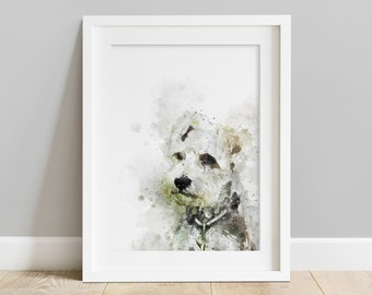 White Miniature Schnauzer Dog Wall Art, Watercolour Print, Illustration, A4, *UNFRAMED* Modern Art