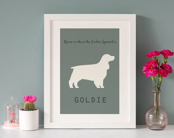 Impresión personalizada de perro Cocker Spaniel, 20 opciones de colores, 10 "x8", cumpleaños, nuevo hogar, Navidad, Fab, regalo de imagen