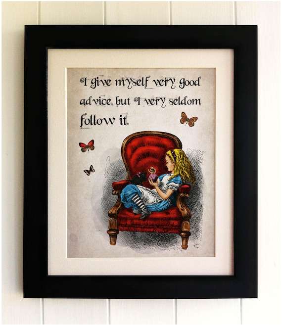 Alice in Wonderland Vintage Style Quote Print, *UNFRAMED* Shabby