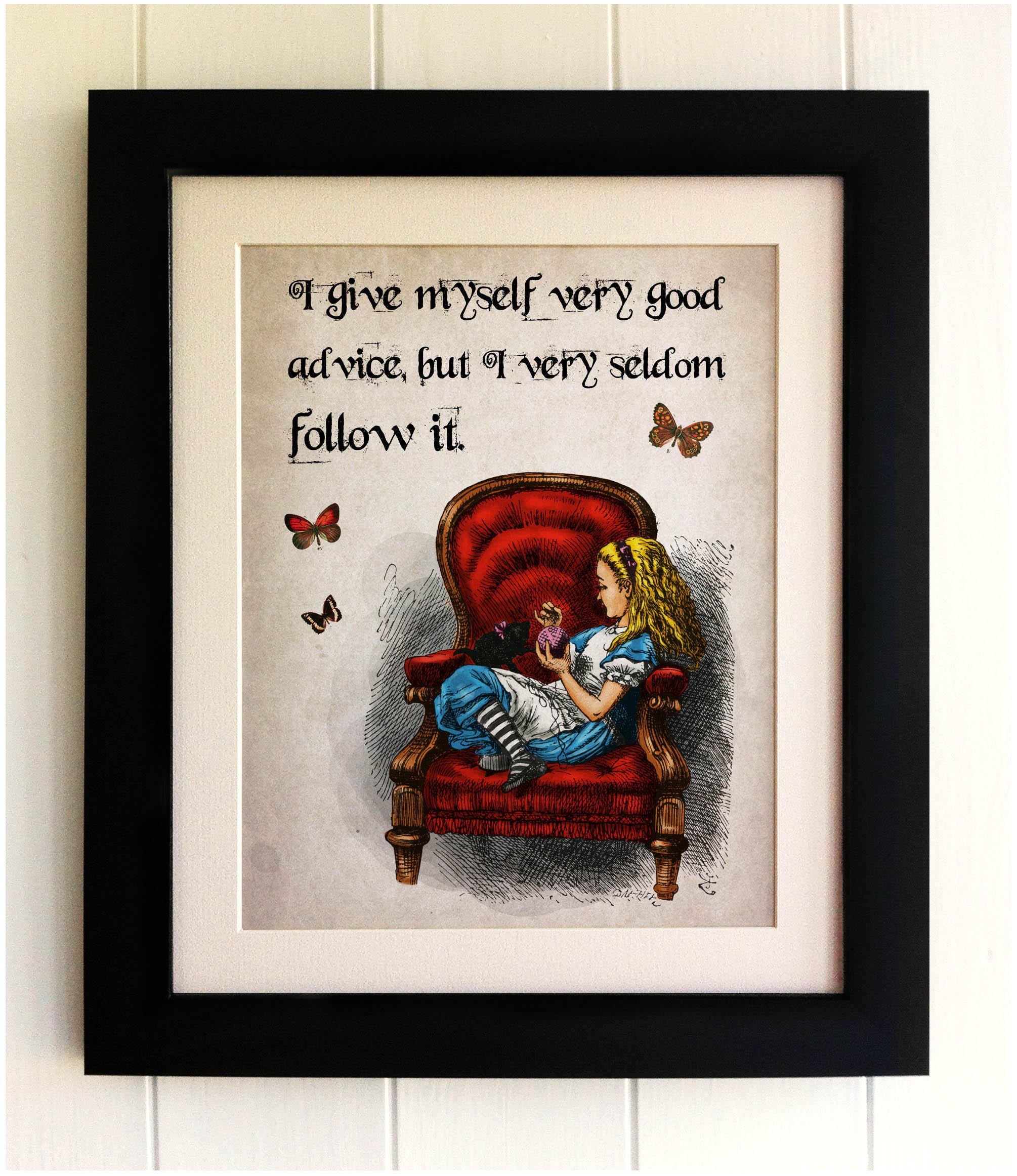 Alice in Wonderland Vintage Style Quote Print, *UNFRAMED* Shabby