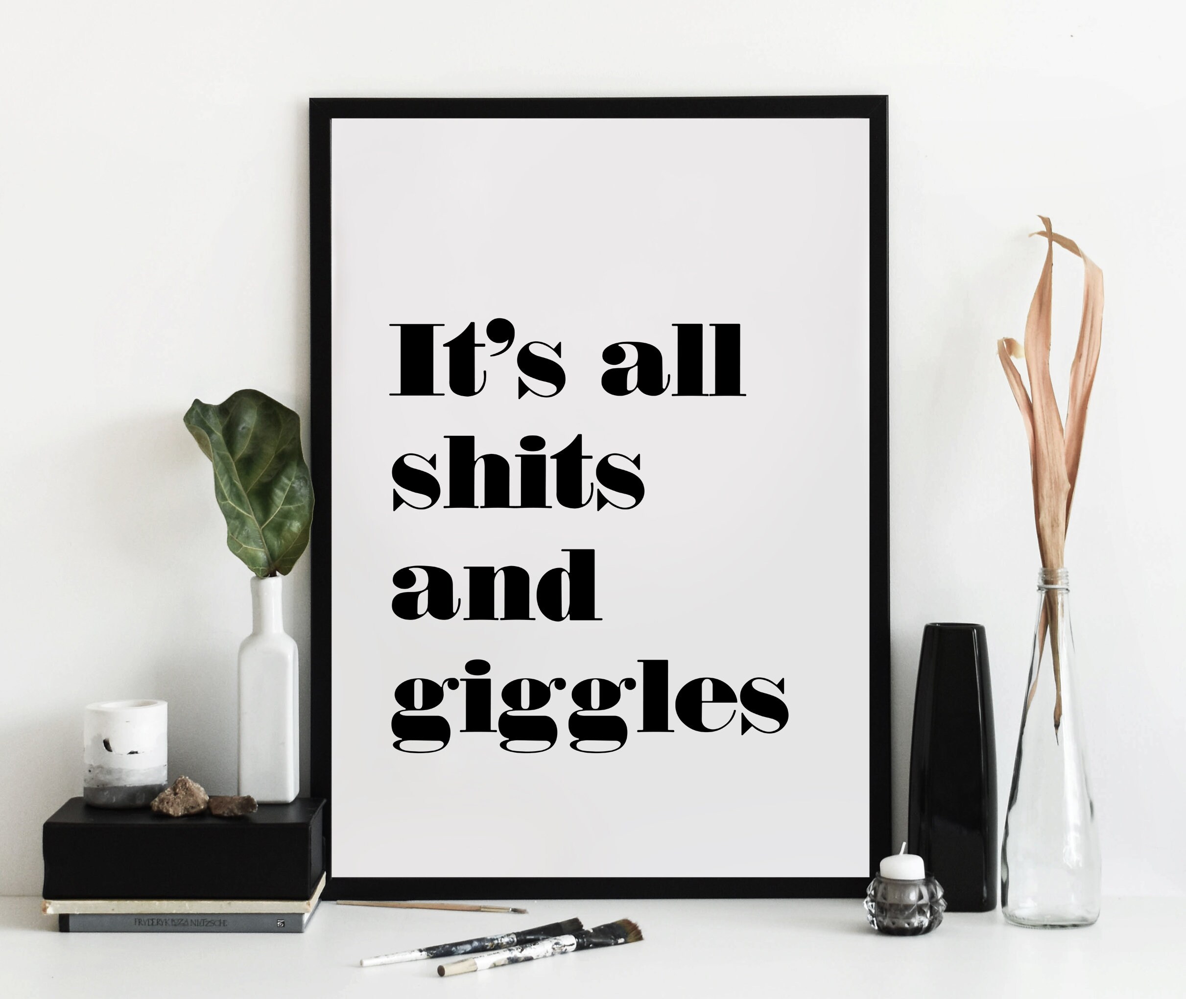 Bathroom Quote Print Black and white monochrome A4 | Etsy