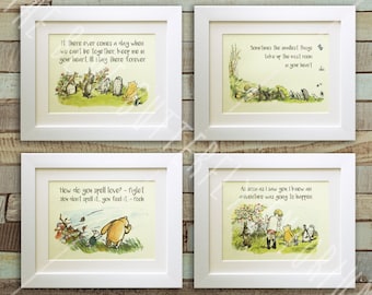 SET OF 4 Winnie the Pooh Quote Prints, Birth, Christening, Nursery, Birthday, Wedding, Picture Gift, Pooh Bear, *UNFRAMED* Tigger