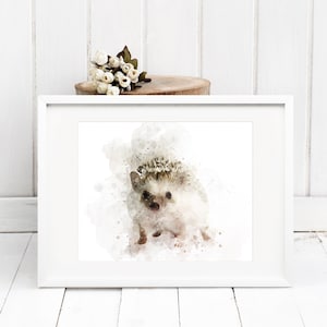 Hedgehog Wall Art, Watercolour Print, Illustration, A4, *UNFRAMED* Modern Art