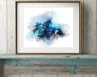 Fish Wall Art, Watercolour Print, Illustration, A4, *UNFRAMED* Modern Art