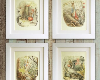 SET OF 4 Peter Rabbit Quote Prints, *UNFRAMED* Birth, Christening, Nursery, Birthday, Picture Gift, Beatrix Potter