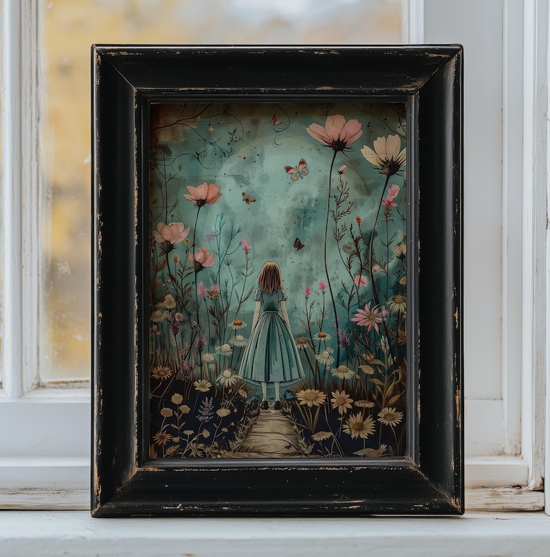 Dark Aesthetic Alice in Wonderland wall art print, A4, *UNFRAMED* Wall art image 2