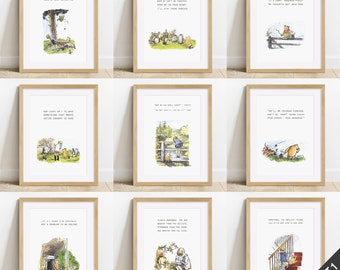 Impresiones de citas de Winnie the Pooh, 3FOR2, 5FOR3, A4, Dormitorio, Guardería, Baby Shower