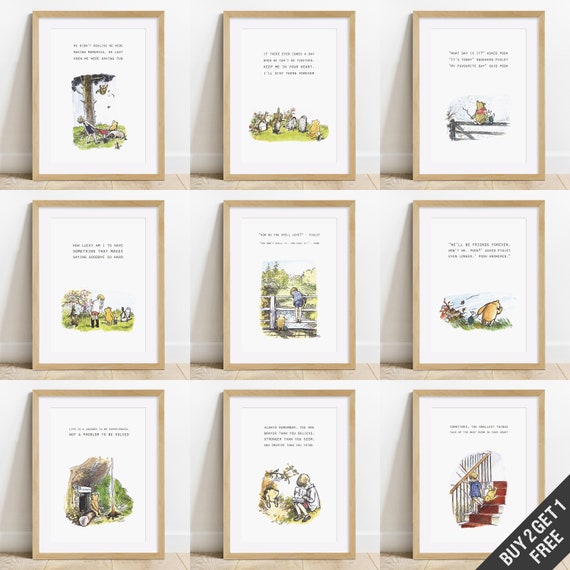 Winnie the Pooh quote prints, 3FOR2, 5FOR3, A4, Bedroom, Nursery, Baby Shower