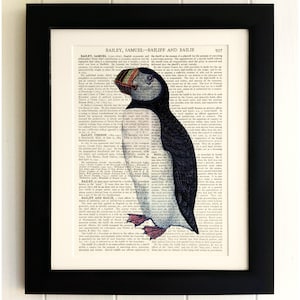 ART PRINT on old antique book page - Penguin, Vintage Upcycled Wall Art Print, Encyclopaedia Dictionary Page, Fab Gift!